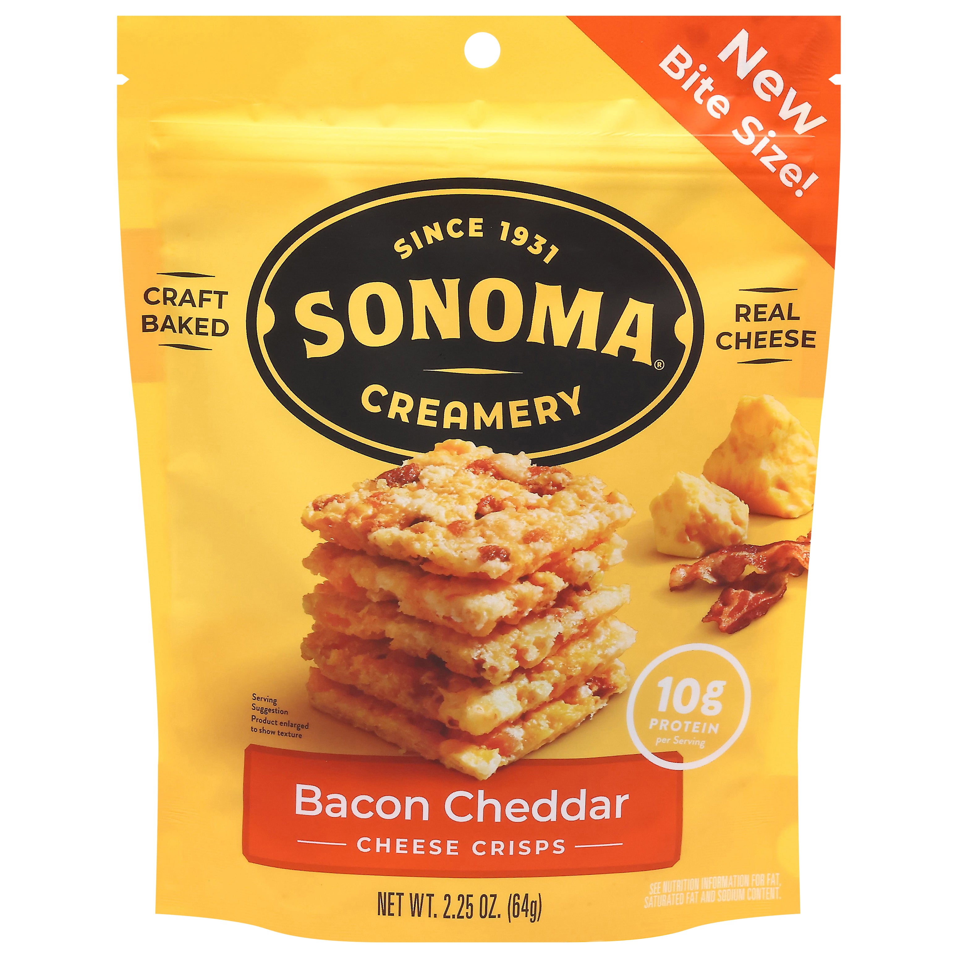 Sonoma Creamery Bacon Cheddar Cheese Crisps Bite Size! 2.25 oz - Case of 6