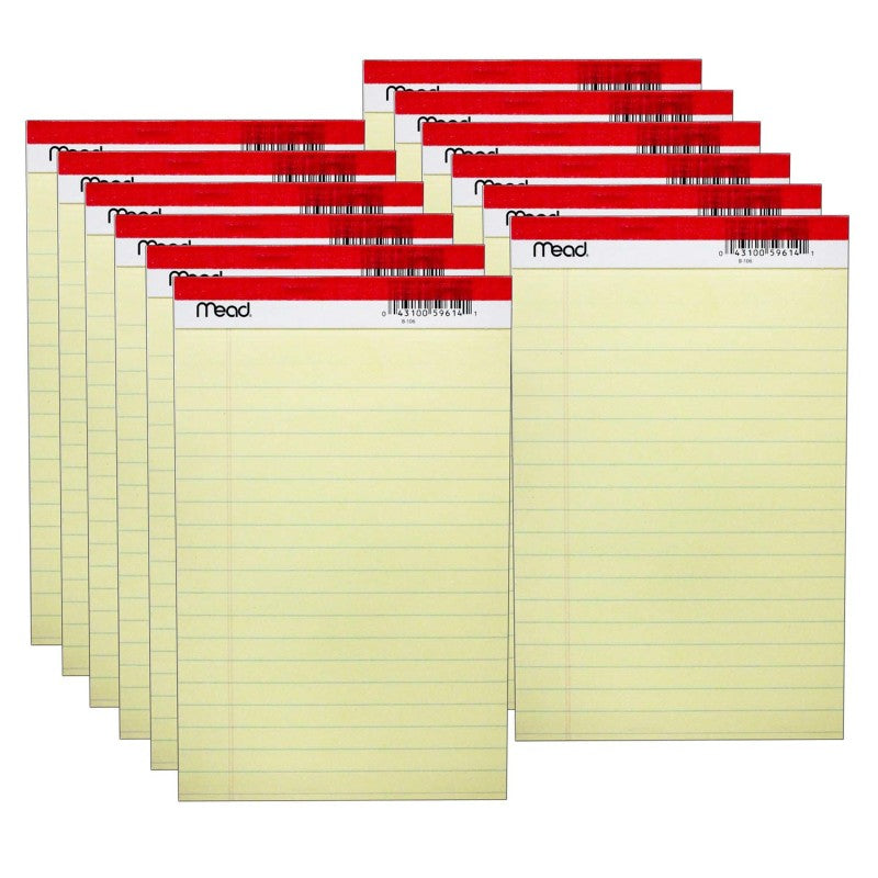 MEAD - Junior Legal Pad, 5" x 8", 50 Sheets Per Pad, 12 Pads