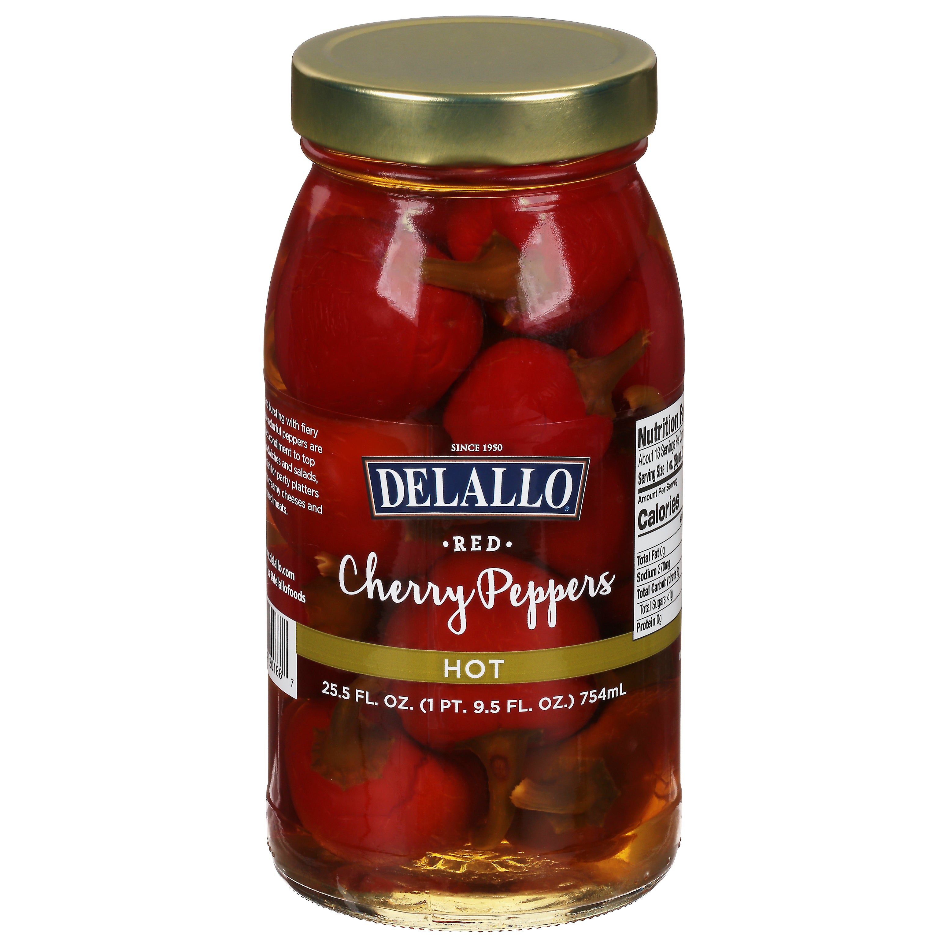DeLallo Hot Red Cherry Peppers 25.5 fl oz - Case of 6