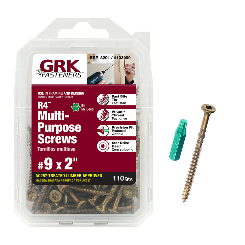 ITW - GRK Fasteners R4 No. 9 X 2 in. L Star Coated Multi-Purpose Screws 110 pk