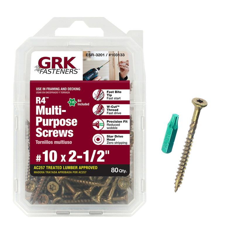 ITW - GRK Fasteners R4 No. 10 X 2-1/2 in. L Star Coated Multi-Purpose Screws 80 pk