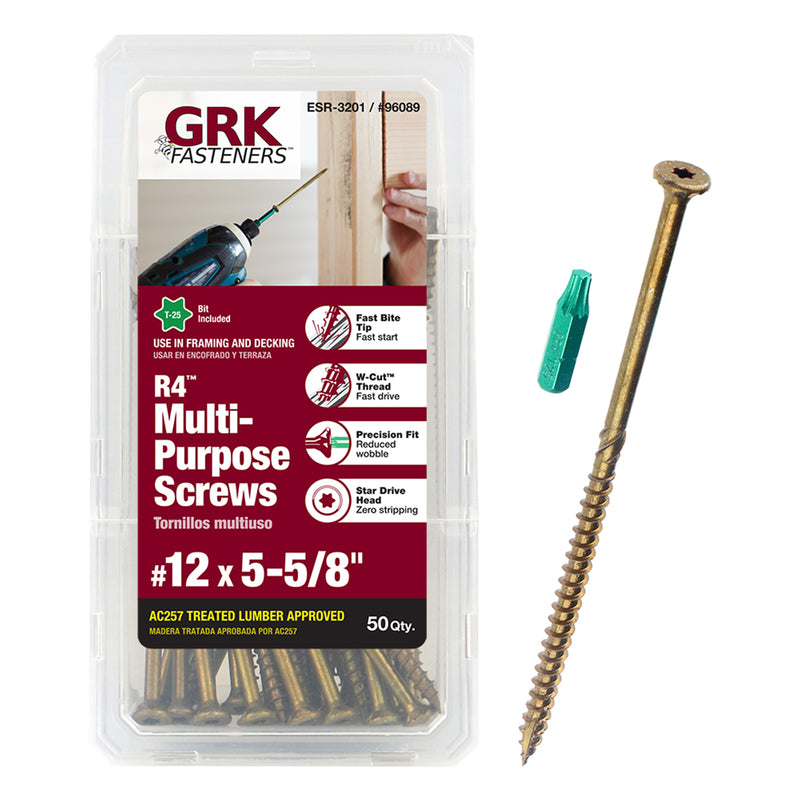 ITW - GRK Fasteners R4 No. 12 X 5-5/8 in. L Star Coated Multi-Purpose Screws 50 pk