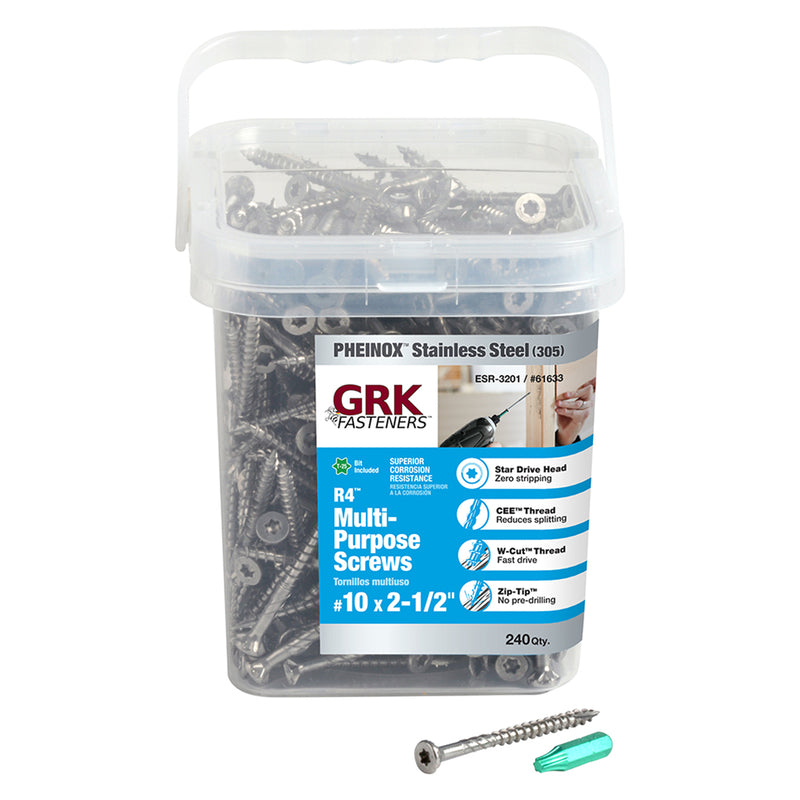 ITW - GRK Fasteners No. 10 X 2-1/2 in. L Star Flat Head Multi-Purpose Screws 240 pk