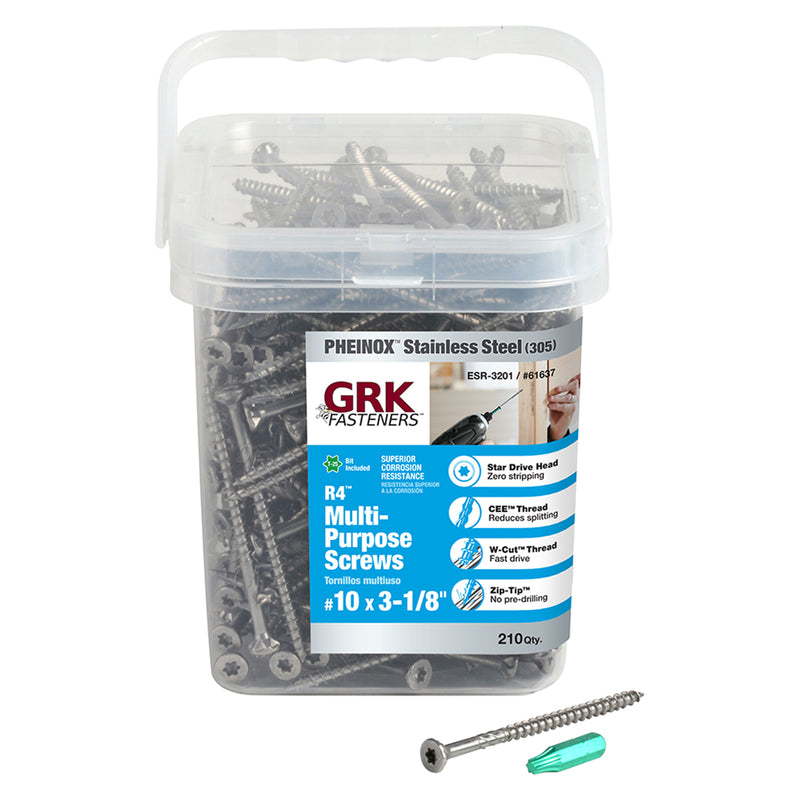 ITW - GRK Fasteners R4 No. 10 X 3-1/8 in. L Star Flat Head Multi-Purpose Screws 210 pk