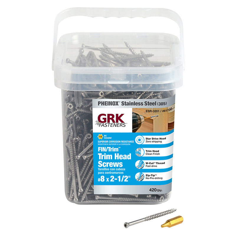 ITW - GRK Fasteners Pheinox No. 8 X 2-1/2 in. L Star Trim Head Construction Screws 420 pk