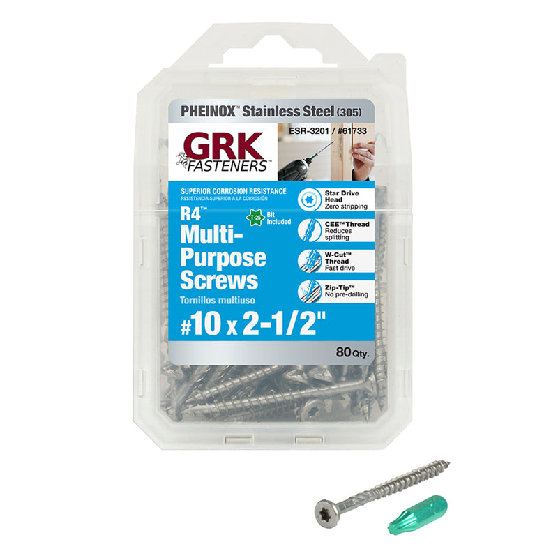 ITW - GRK Fasteners R4 No. 10 X 2-1/2 in. L Star Flat Head Multi-Purpose Screws 80 pk
