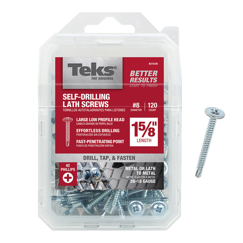 ITW - Teks No. 8 X 1-5/8 in. L Phillips Truss Head Lath Screws 120 pk