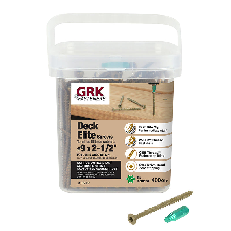 GRK - GRK Fasteners Deck Elite No. 9 X 2-1/2 in. L Tan Star Bugle Head Deck Screws 400 pk