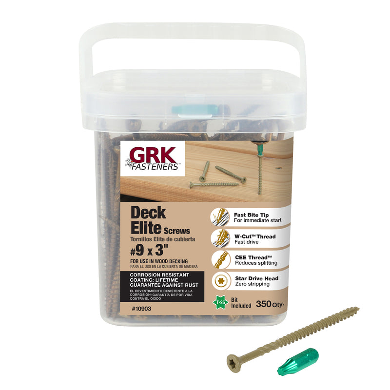 GRK - GRK Fasteners Deck Elite No. 9 X 3 in. L Star High Corrosion Resistant Wood Screws 350 pk
