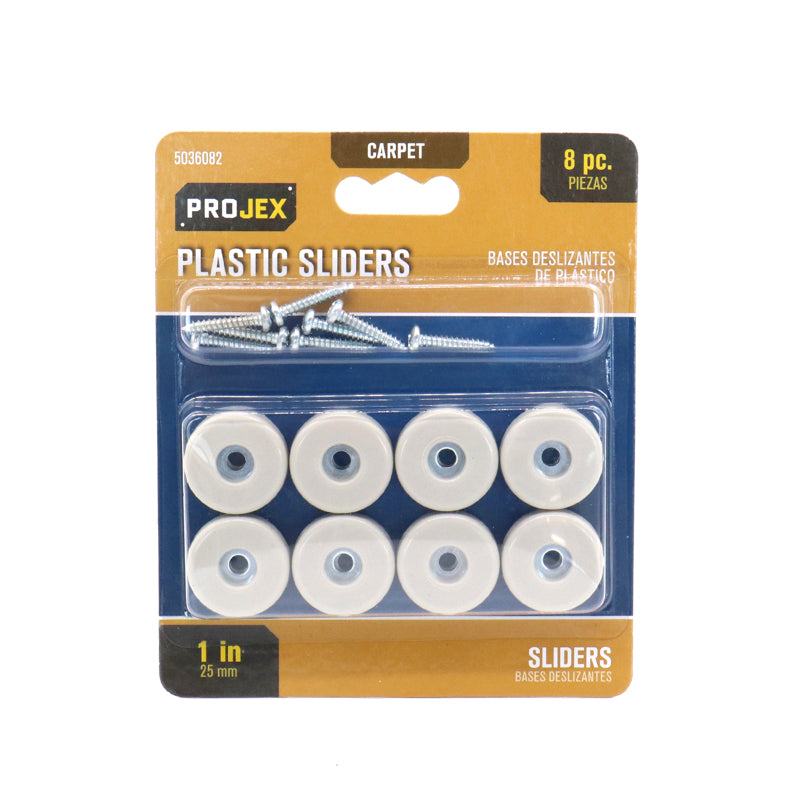 PROJEX - Projex White 1 in. Screw-On Plastic Heavy Duty Glide 8 pk