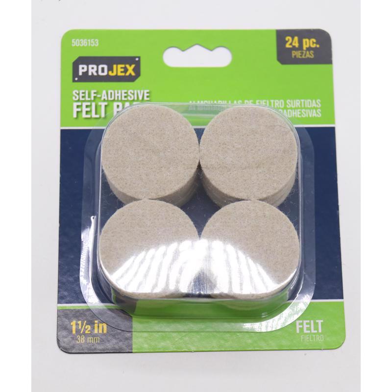 PROJEX - Projex Felt Self Adhesive Protective Pad Tan Round 1-1/2 in. W 24 pk