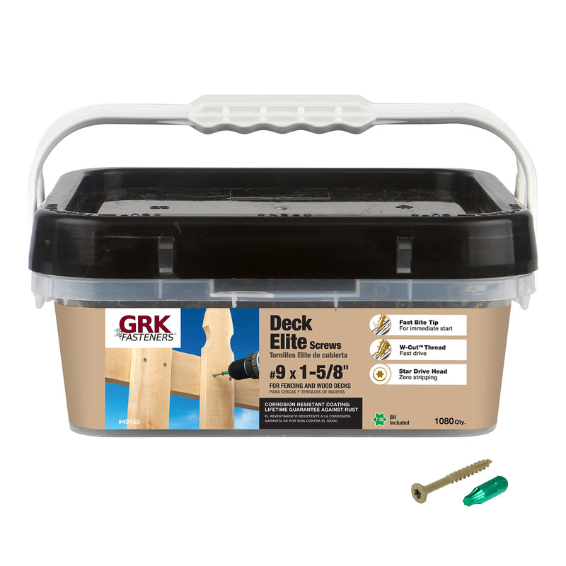 GRK - GRK Fasteners Deck Elite No. 9 X 1-5/8 in. L Tan Star Star Head Deck Screws 1080 pk