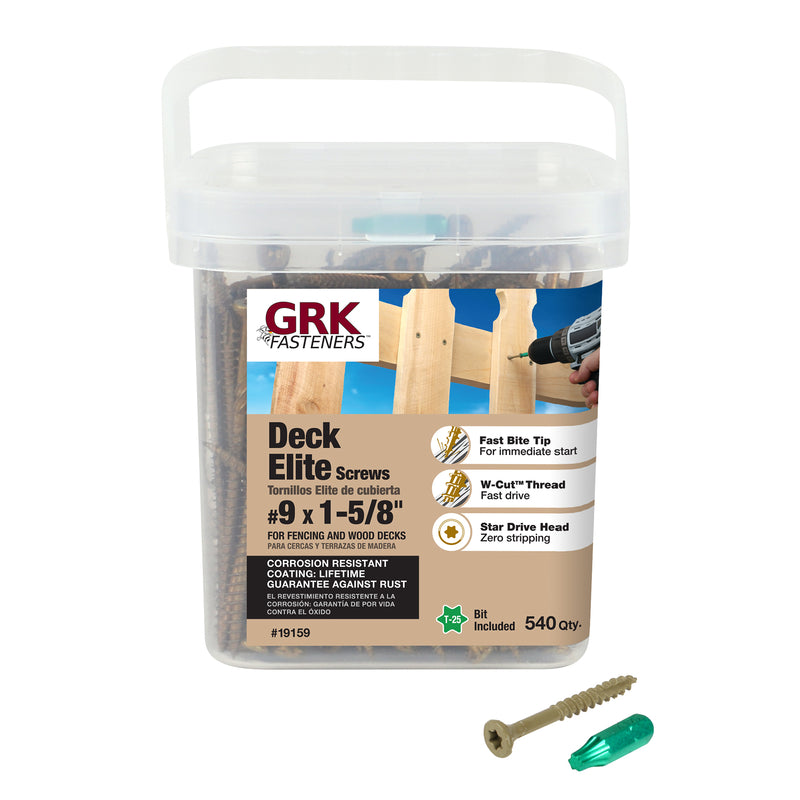 GRK - GRK Fasteners Deck Elite No. 9 X 1-5/8 in. L Tan Star Star Head Deck Screws 540 pk