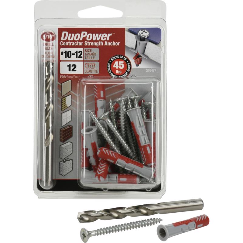 HILLMAN - DuoPower Nylon Round Head Screw and Anchor 12 pk