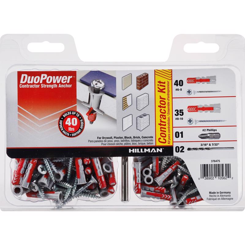 HILLMAN - DuoPower Nylon Round Head Anchor Kit 78 pc