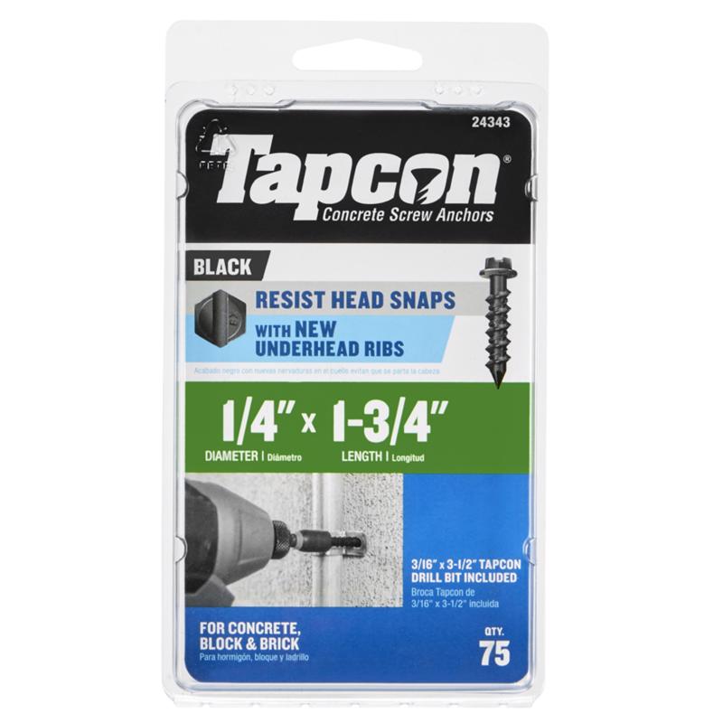 TAPCON - Tapcon 1/4 in. X 1-3/4 in. L Hex Drive Hex Head High/Low Concrete Screws