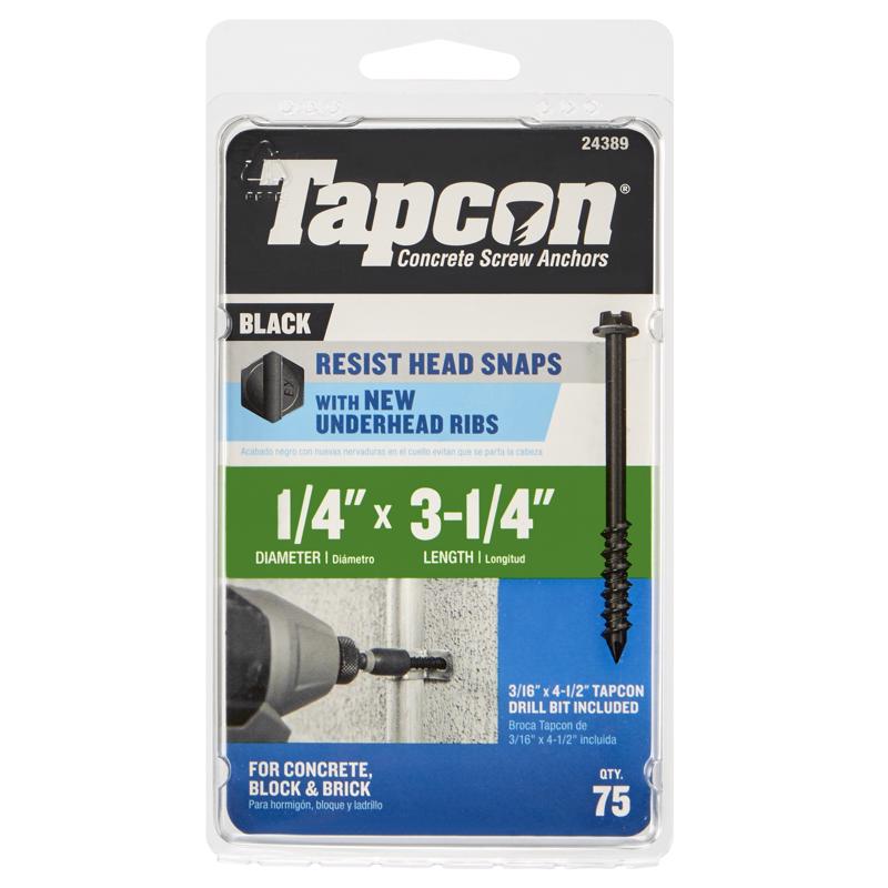 TAPCON - Tapcon 1/4 in. X 3-1/4 in. L Hex Drive Hex Head High/Low Concrete Screws