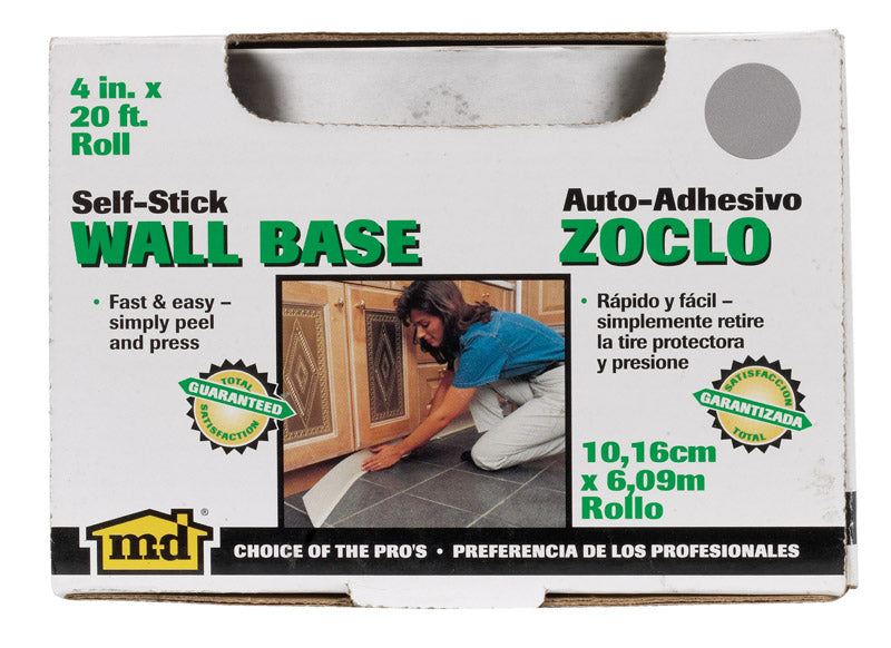 M-D - M-D 4 in. W X 20 ft. L Prefinished Silver Gray Vinyl Wall Base