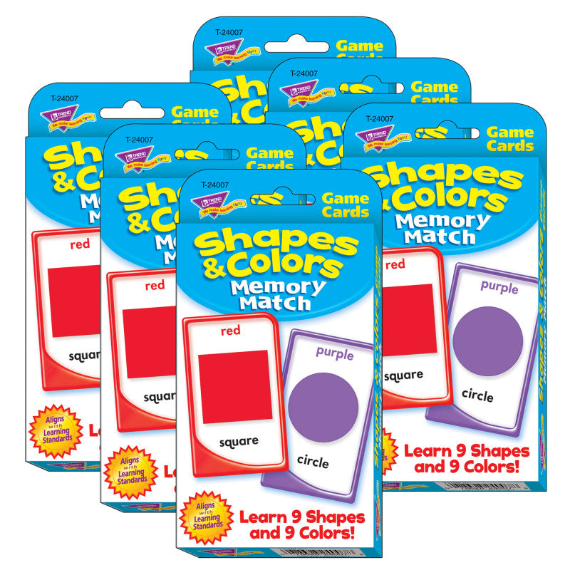 TREND - Shapes and Colors Memory Match Challenge Cards, 6 Packs