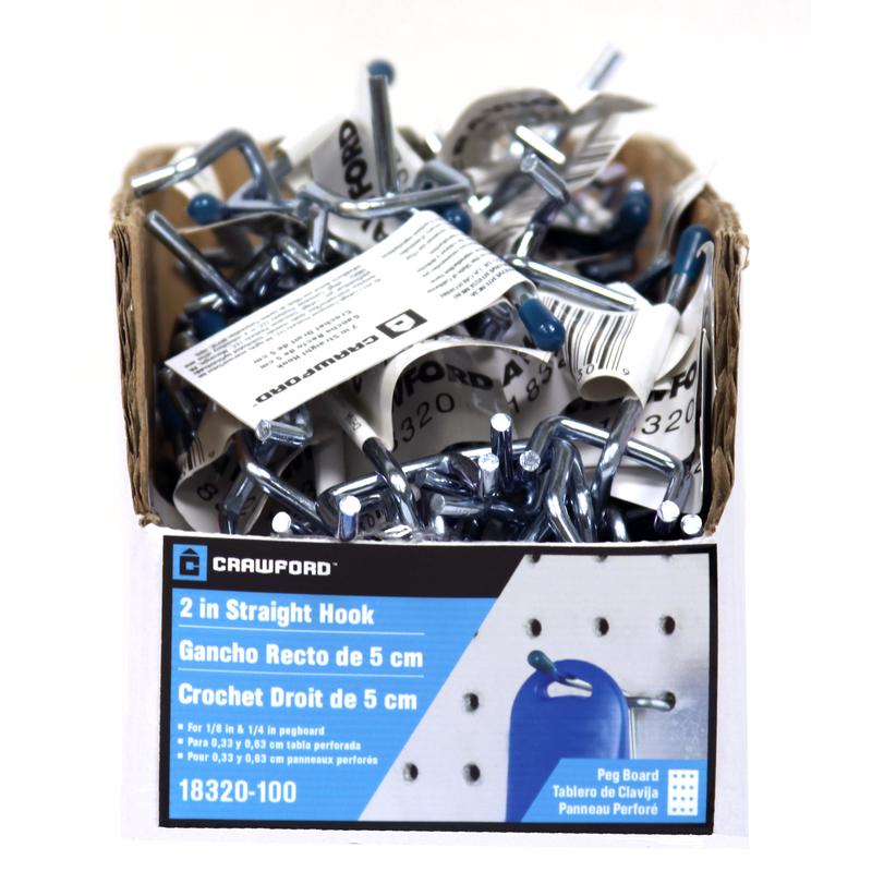 CRAWFORD - Crawford Zinc Plated Silver Steel 2 in. Peg Hooks 1 pk