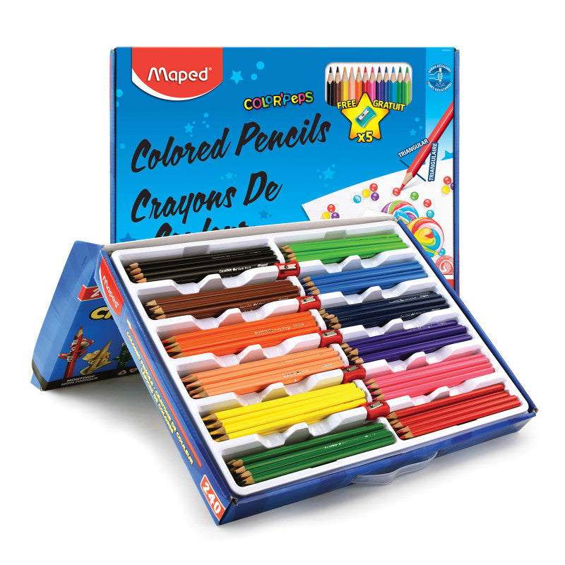 MAPED - Color'Peps Triangular Colored Pencils, School Pack of 240