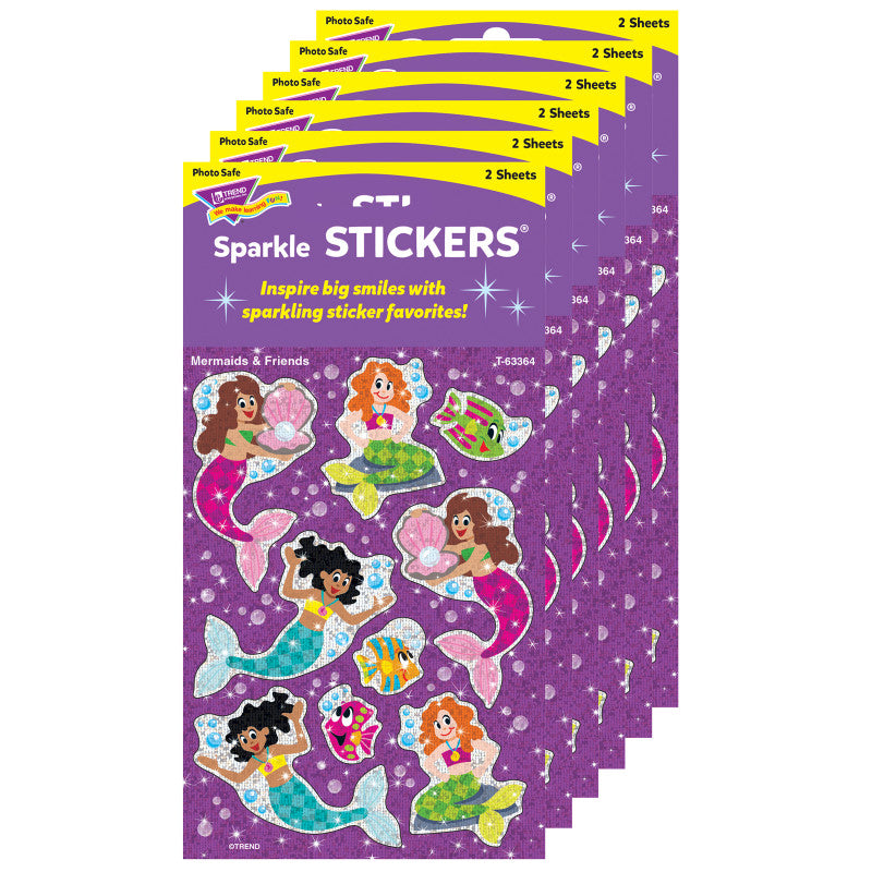TREND - Mermaids & Friends Sparkle Stickers®, 18 Per Pack, 6 Packs