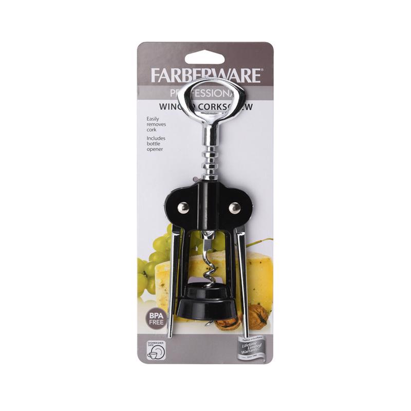 FARBERWARE - Farberware Black/Silver Plastic/Stainless Steel Wing Corkscrew