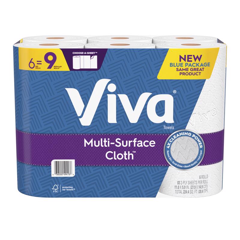 VIVA - Viva Multi-Surface Cloth Paper Towels 83 sheet 2 ply 6 pk - Case of 4