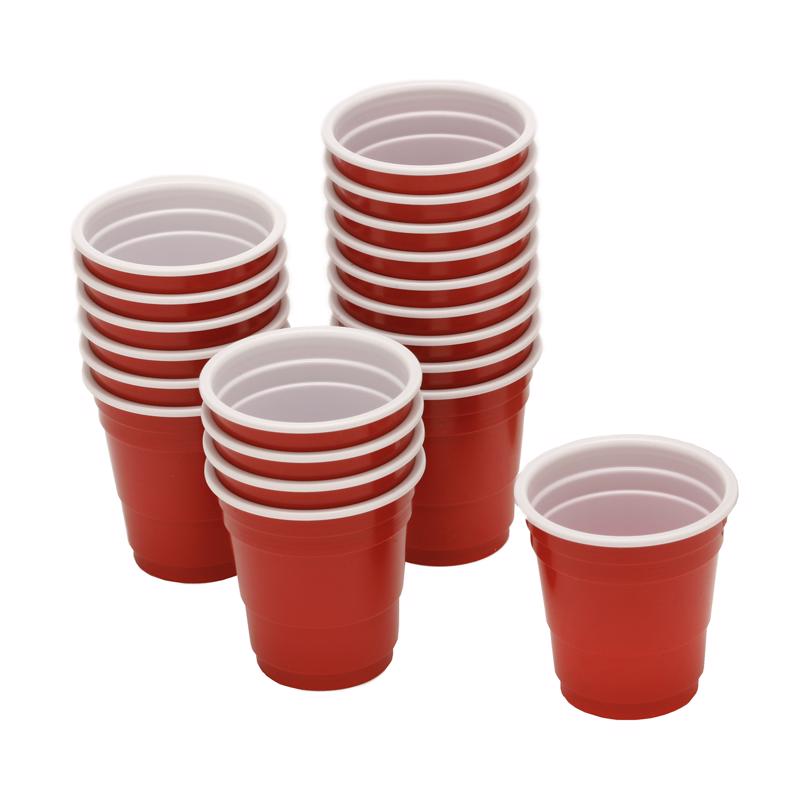 BARY3 - BarY3 2 oz Red/White Polypropylene Disposable Shot Glass