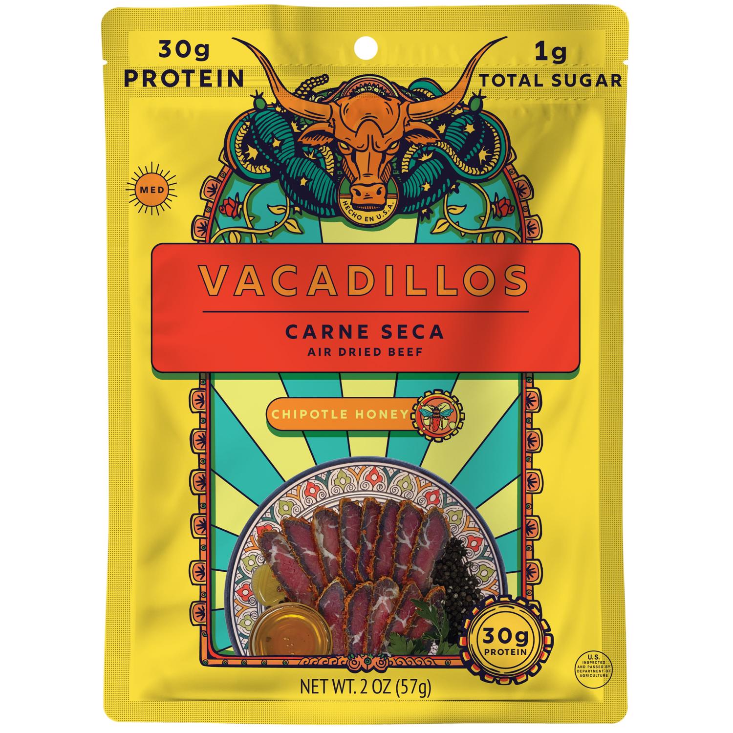 Vacadillos Carne Seca Chipotle Honey Beef Strips 2 oz Bagged - Case of 8