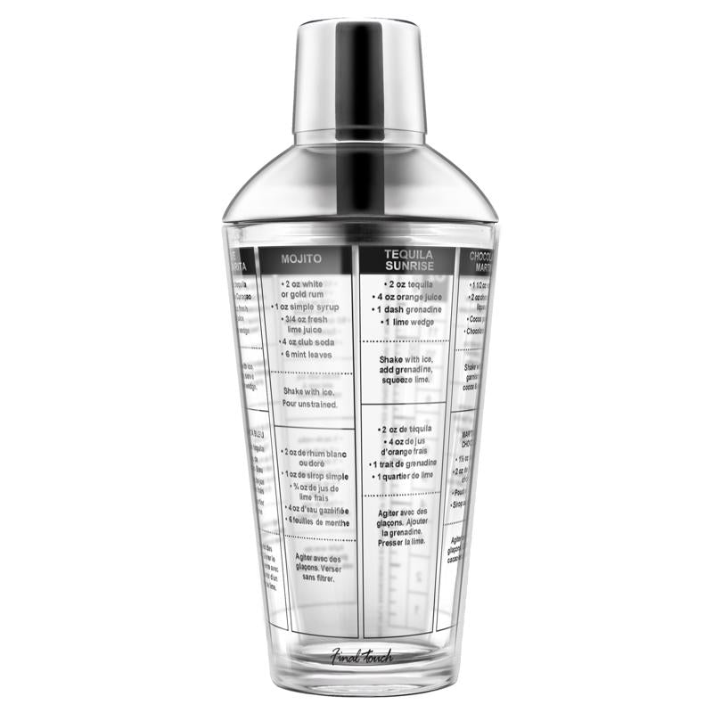FINAL TOUCH - Final Touch 16 oz Clear Glass/Stainless Steel Cocktail Shaker