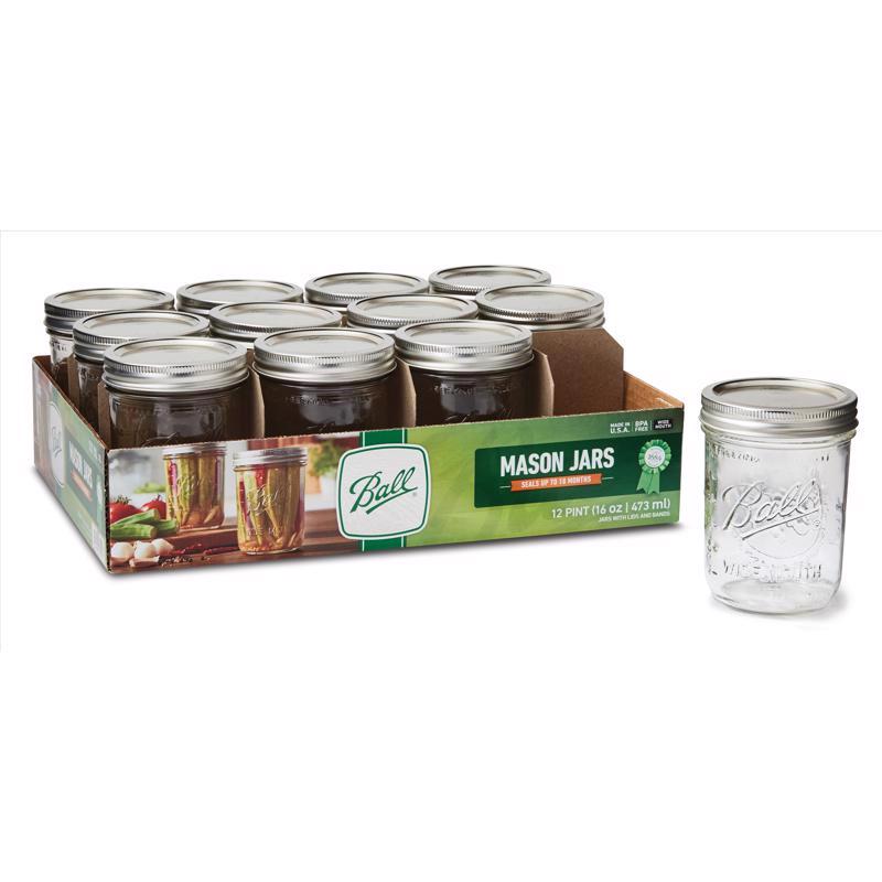 BALL - Ball Wide Mouth Mason Jar 16 oz 12 pk