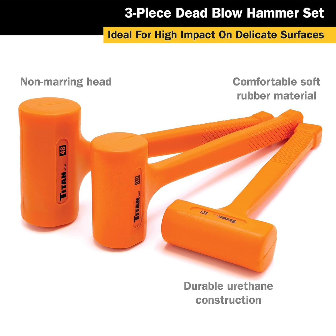 Titan Dead Blow Hammer Set - Includes 16oz 32oz 48oz (3-Piece Set)