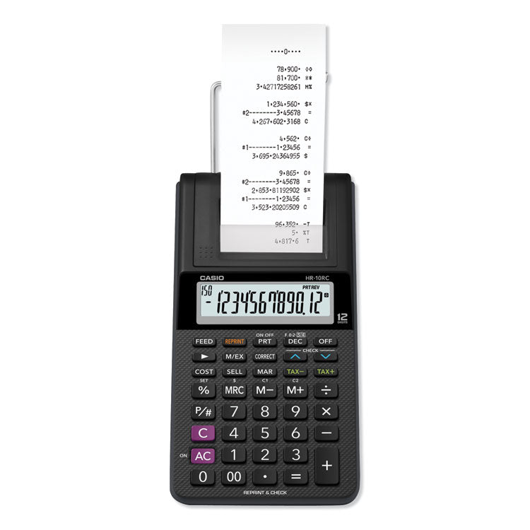 Casio - HR-10RC Handheld Portable Printing Calculator, Black Print, 1.6 Lines/Sec