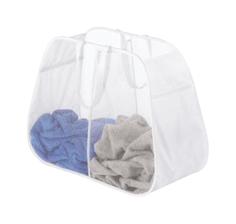 WHITMOR - Whitmor Pop N' Fold White Duramesh Nylon Hamper