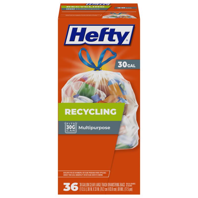 HEFTY - Hefty Recycling 30 gal Trash Bags Drawstring 36 pk 0.69 mil