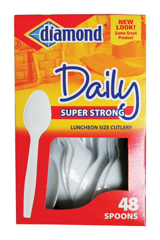 DIAMOND - Diamond White Plastic Heavy Duty Spoons 48 pk - Case of 12