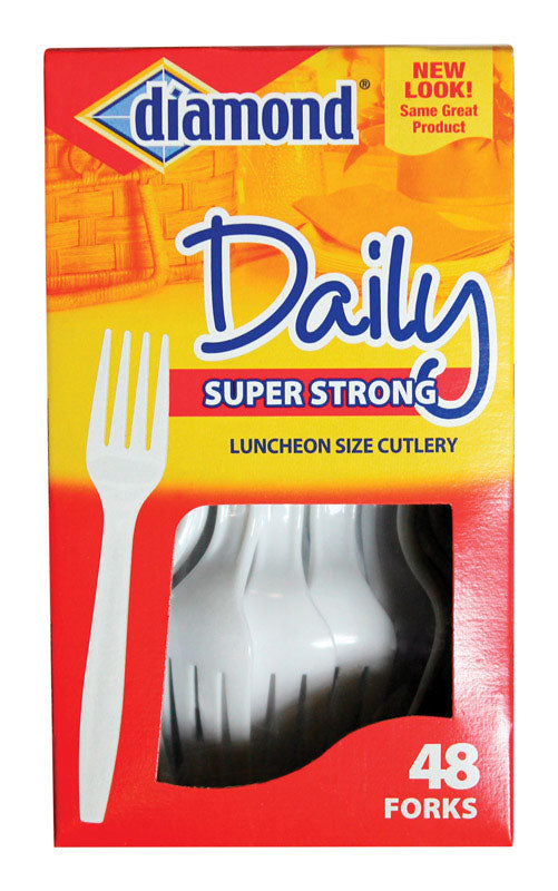 DIAMOND - Diamond White Plastic Heavy Duty Forks 48 pk - Case of 12