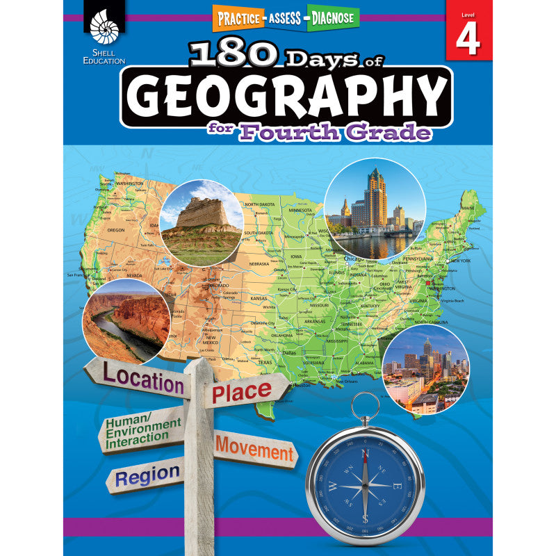 SHELL EDUCATION - 180 Days of Geography, Grade 4