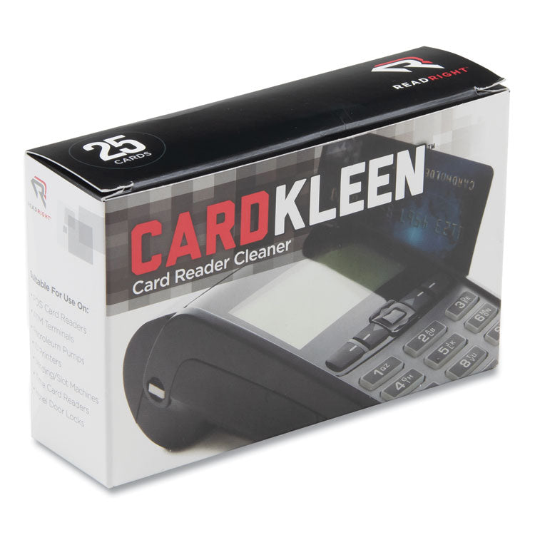 Read Right - CardKleen Presaturated Magnetic Head Cleaning Cards, 3 3/8" x 2 1/8", 25/Box