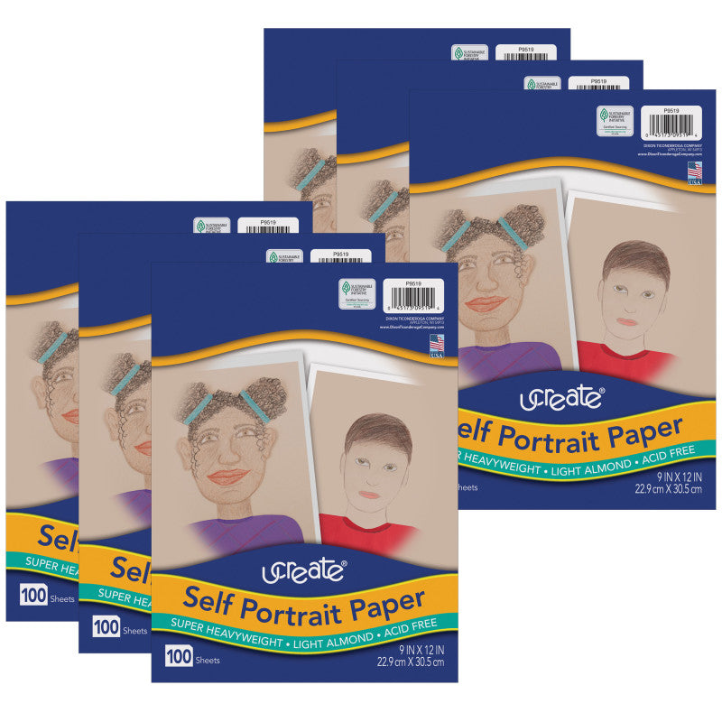 UCREATE - Self Portrait Paper, Light Almond, 9" x 12", 100 Sheets Per Pack, 6 Packs