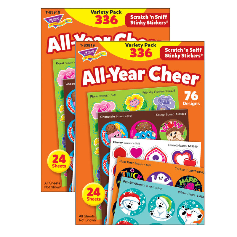TREND - All Year Cheer Stinky Stickers® Variety Pack, 336 Count Per Pack, 2 Packs
