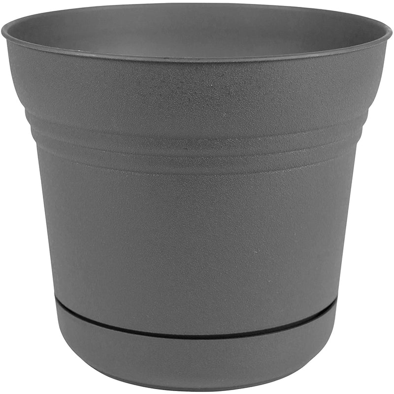 BLOEM - Bloem Saturn 7 in. D Polyresin Planter Charcoal