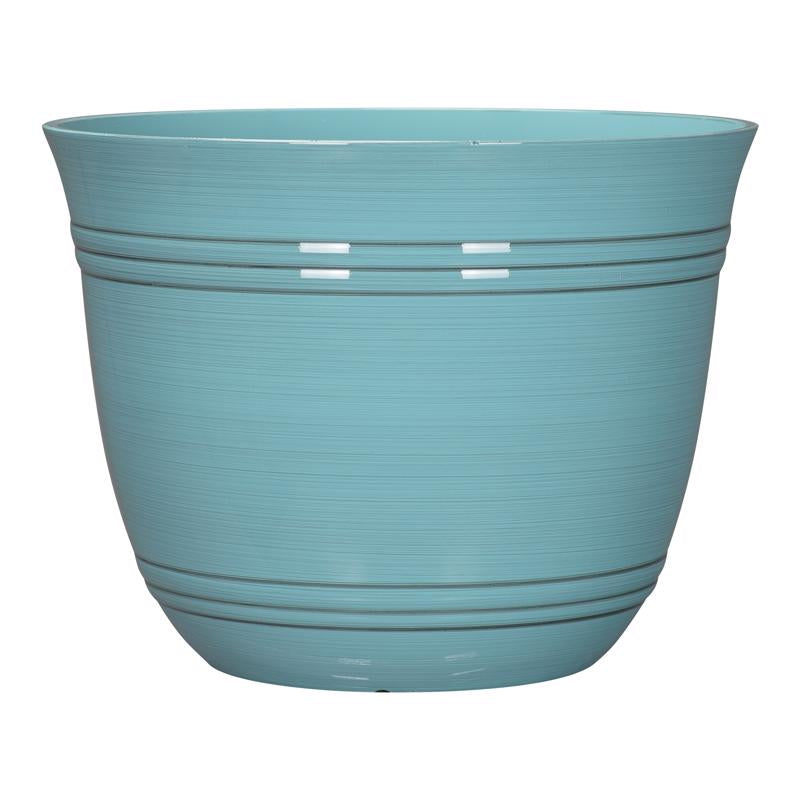 L&G - L&G 11 in. H X 14.5 in. W X 14.5 in. D X 14.5 in. D Polyresin Galileo Planter Aqua