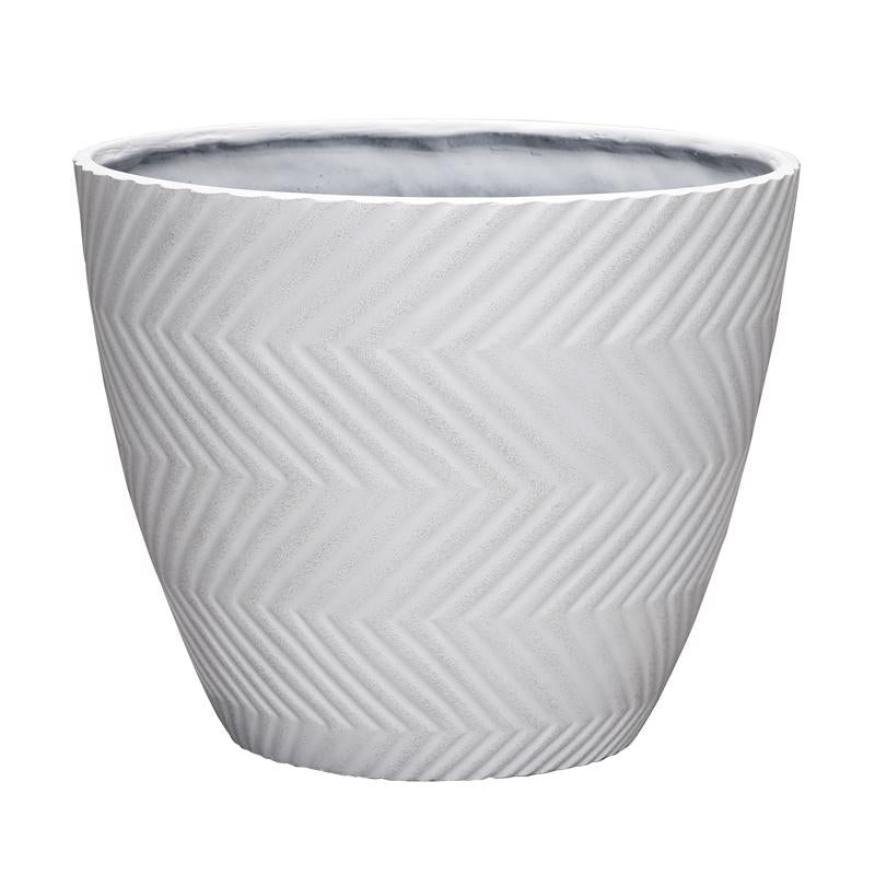 L&G - L&G 13 in. H X 16 in. D Polyresin Yuma Planter White