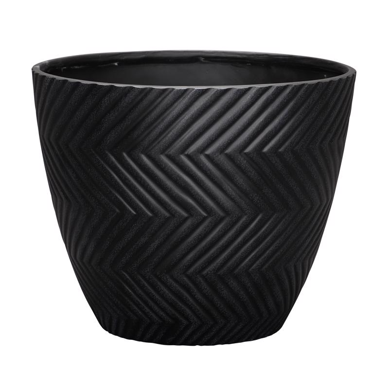 L&G - L&G 13 in. H X 16 in. D Polyresin Yuma Planter Black