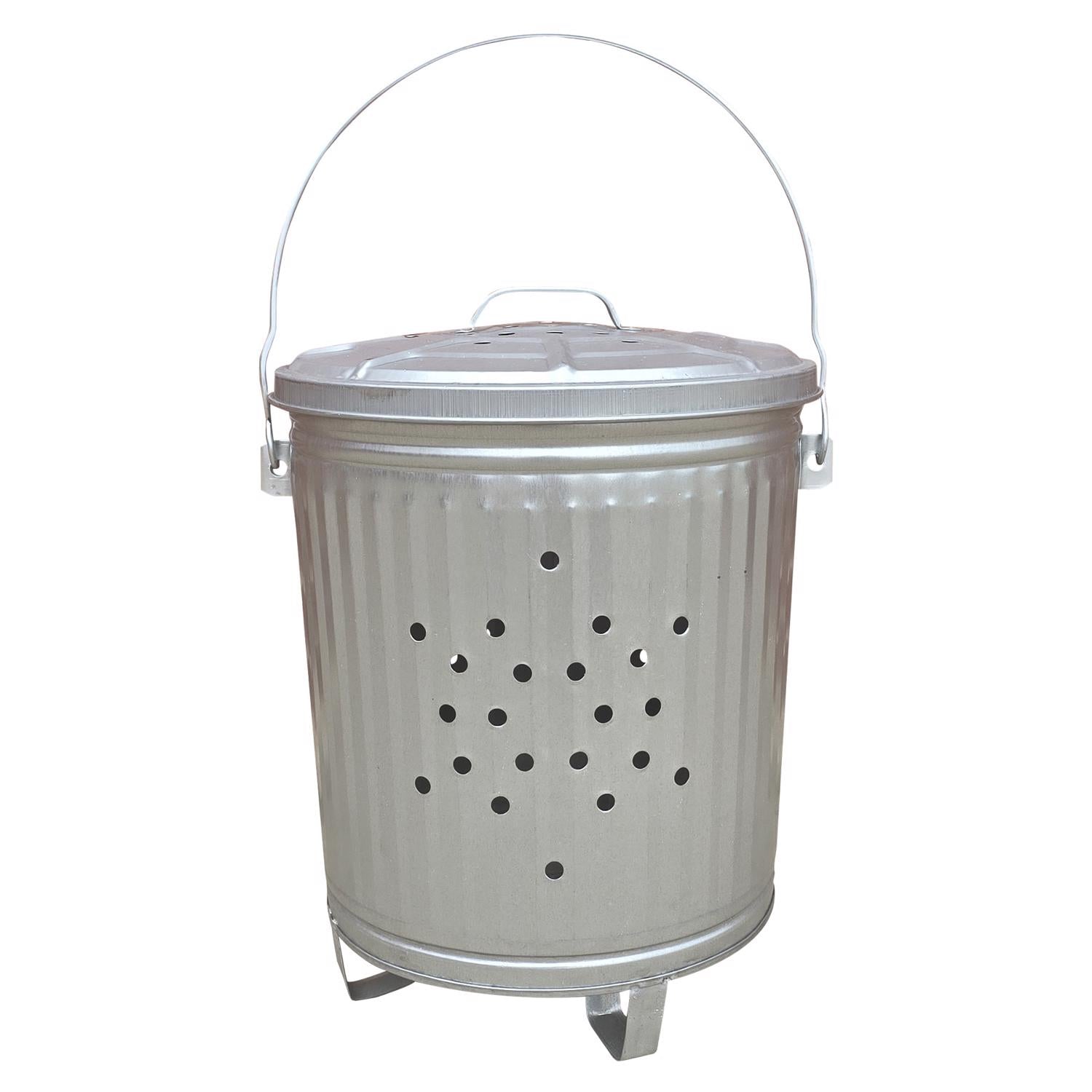 Behrens 7.5 gal Silver Galvanized Steel Trash Burner Can Lid Included Animal Proof/Animal Resistant - Case of 6