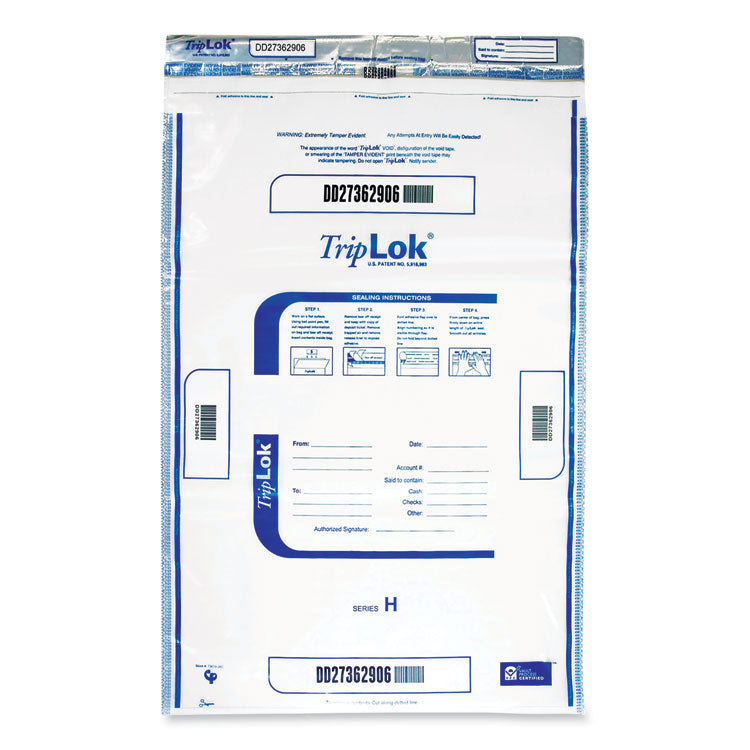 TripLOK - Deposit Bag, Plastic, 12 x 16, Clear, 100/Pack
