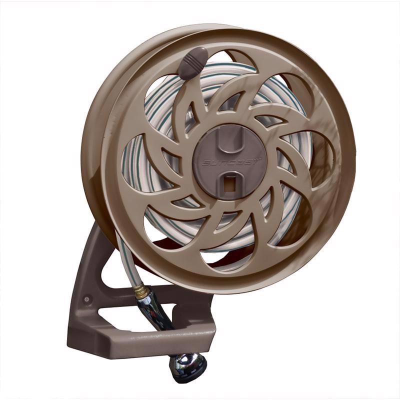 SUNCAST - Suncast Side Tracker 125 ft. Brown Wall Mounted Hideaway Hose Reel