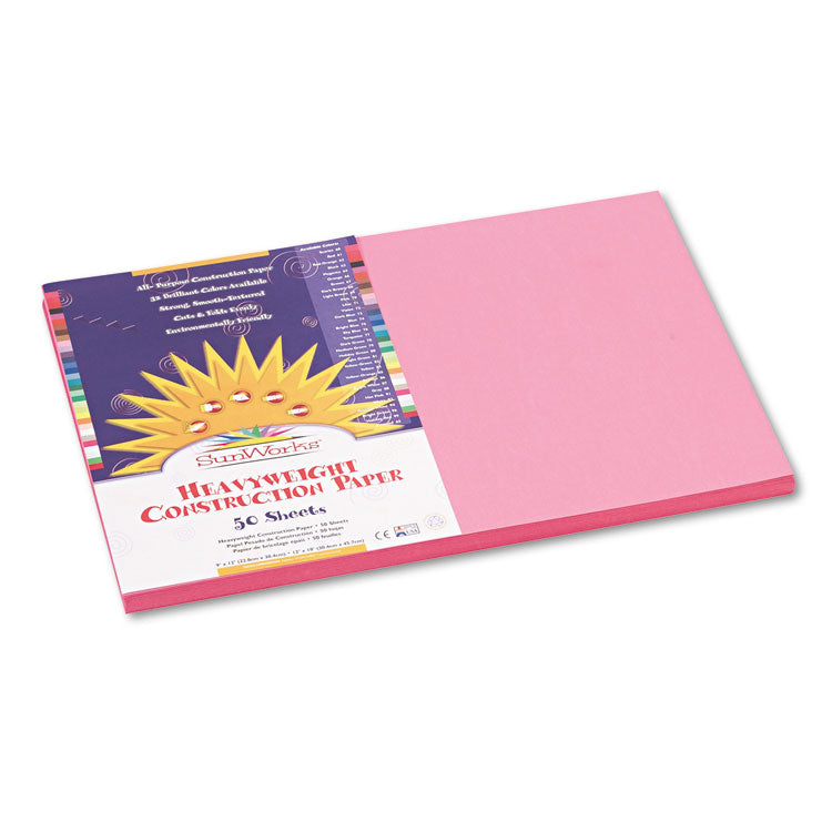 SunWorks - Construction Paper, 58 lb Text Weight, 12 x 18, Pink, 50/Pack